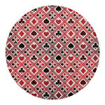 Playing Card Suits Plaid Pattern Print Round Blanket
