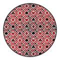Playing Card Suits Plaid Pattern Print Round Floor Mat