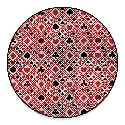 Playing Card Suits Plaid Pattern Print Round Floor Mat