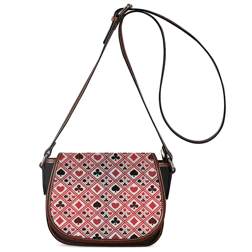 Playing Card Suits Plaid Pattern Print Saddle Bag