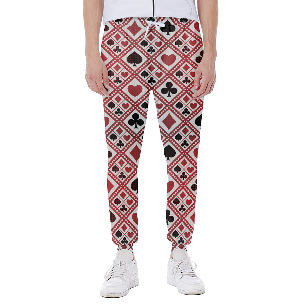 Playing Card Suits Plaid Pattern Print Scuba Joggers