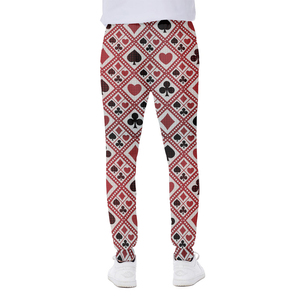 Playing Card Suits Plaid Pattern Print Scuba Joggers