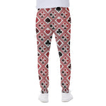 Playing Card Suits Plaid Pattern Print Scuba Joggers