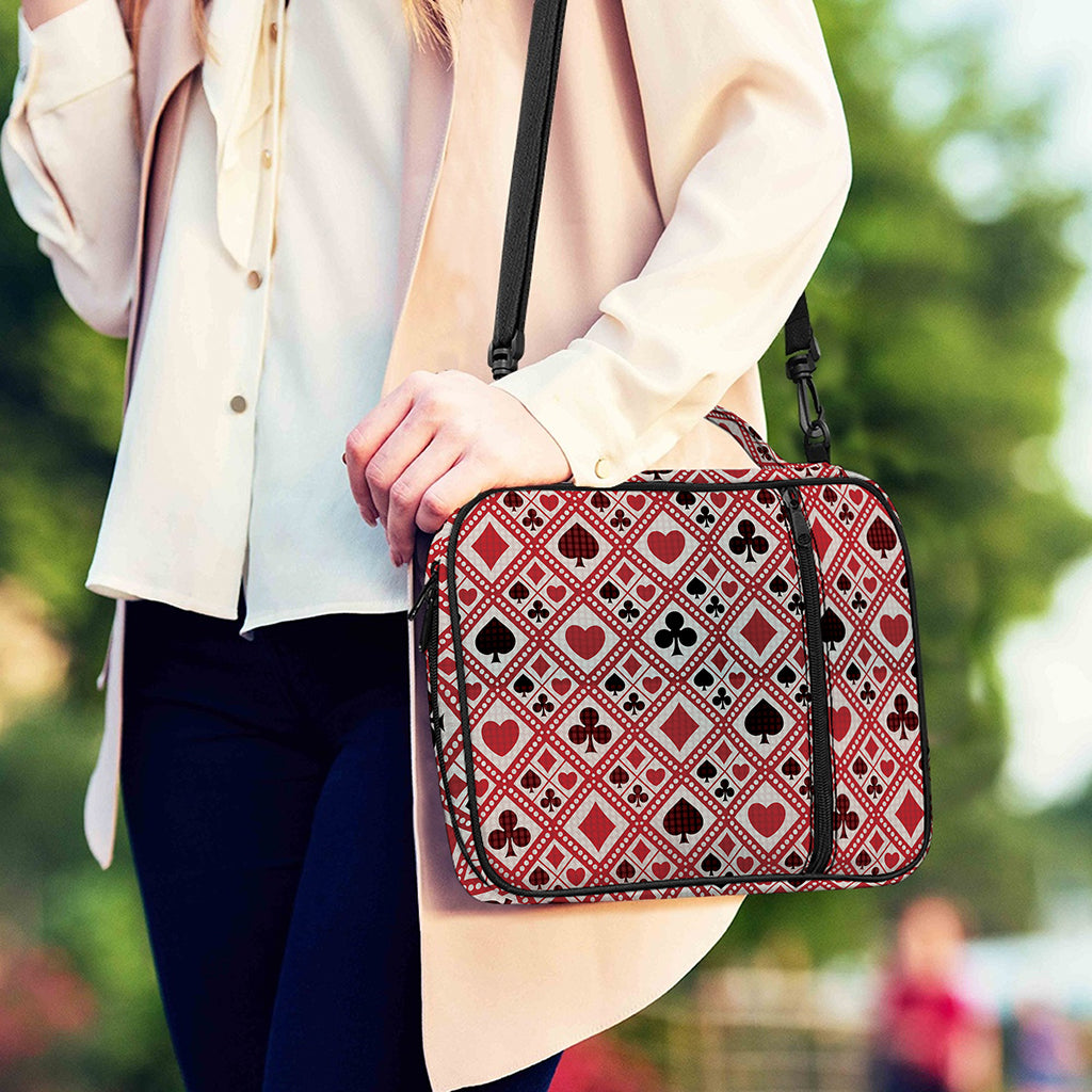 Playing Card Suits Plaid Pattern Print Shoulder Strap Bible Bag