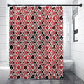 Playing Card Suits Plaid Pattern Print Shower Curtain