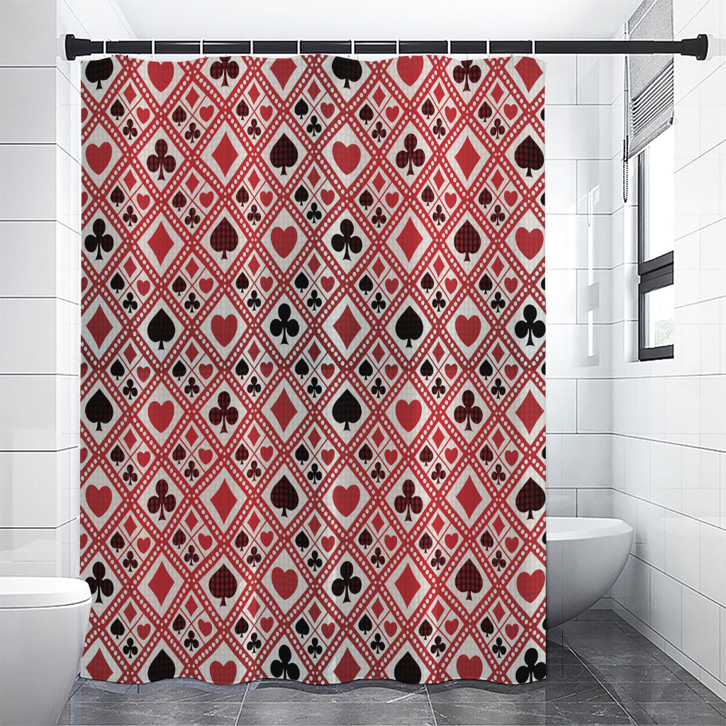 Playing Card Suits Plaid Pattern Print Shower Curtain