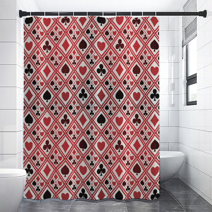 Playing Card Suits Plaid Pattern Print Shower Curtain