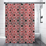 Playing Card Suits Plaid Pattern Print Shower Curtain