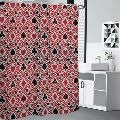 Playing Card Suits Plaid Pattern Print Shower Curtain