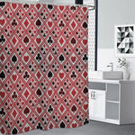 Playing Card Suits Plaid Pattern Print Shower Curtain