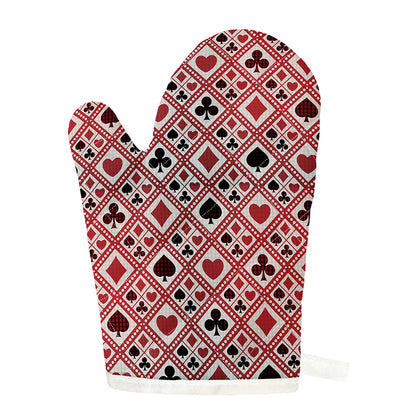 Playing Card Suits Plaid Pattern Print Single Oven Mitt