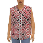 Playing Card Suits Plaid Pattern Print Sleeveless Baseball Jersey