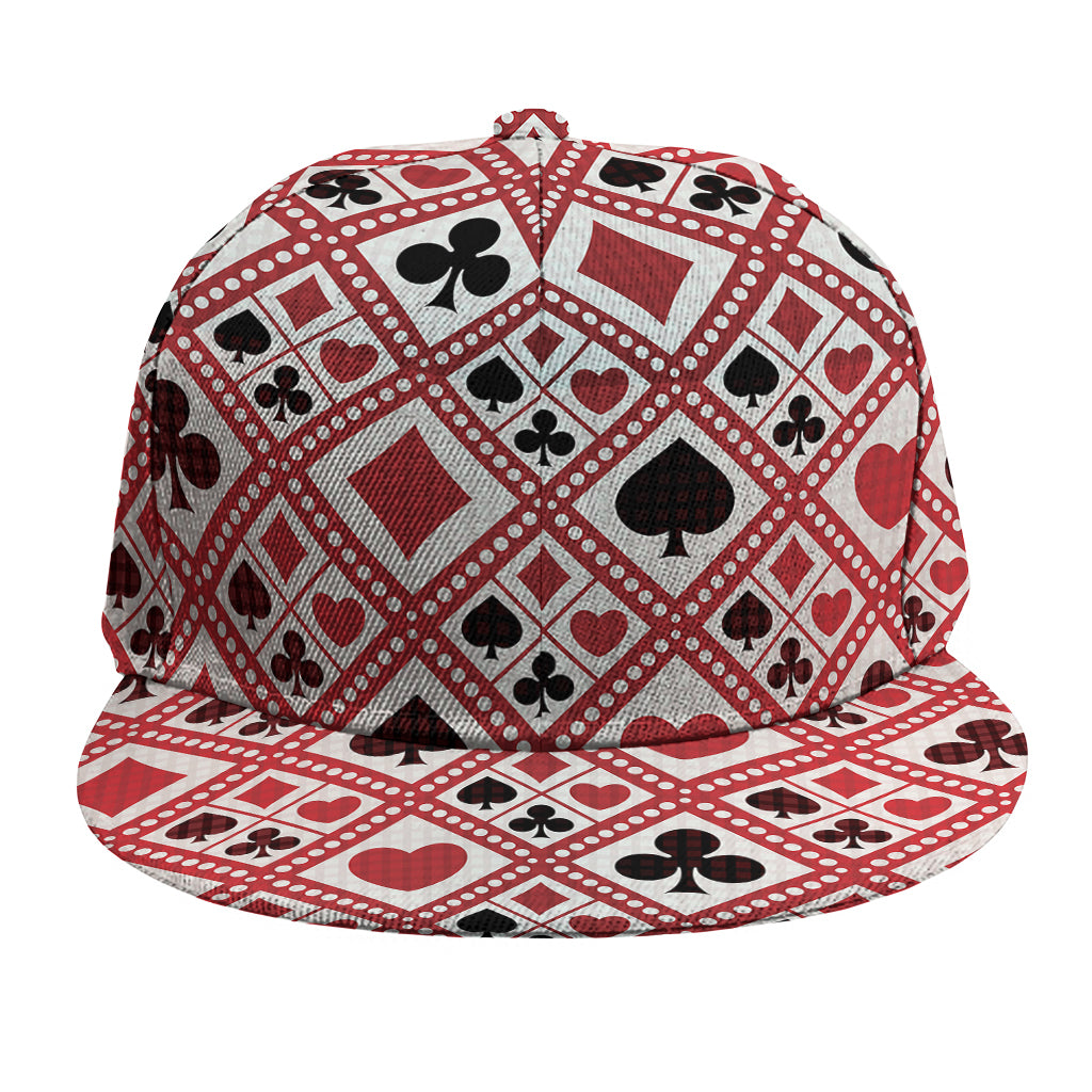 Playing Card Suits Plaid Pattern Print Snapback Cap