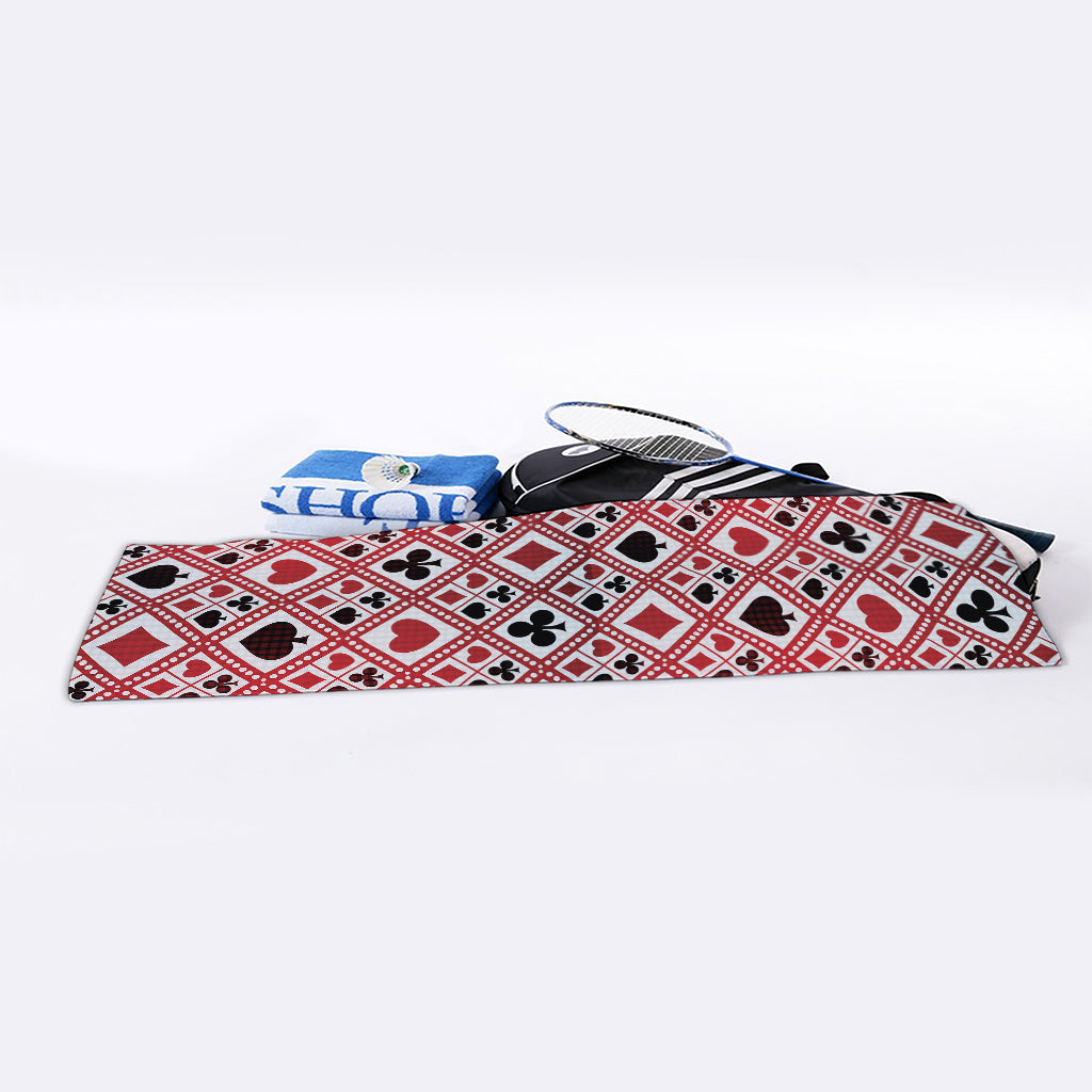 Playing Card Suits Plaid Pattern Print Sports Towel