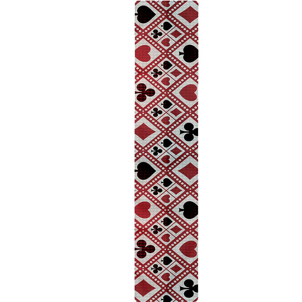 Playing Card Suits Plaid Pattern Print Table Runner