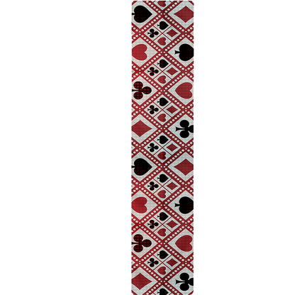 Playing Card Suits Plaid Pattern Print Table Runner