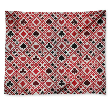 Playing Card Suits Plaid Pattern Print Tapestry