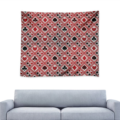 Playing Card Suits Plaid Pattern Print Tapestry