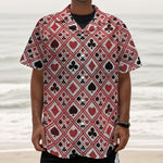 Playing Card Suits Plaid Pattern Print Textured Short Sleeve Shirt