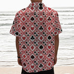 Playing Card Suits Plaid Pattern Print Textured Short Sleeve Shirt