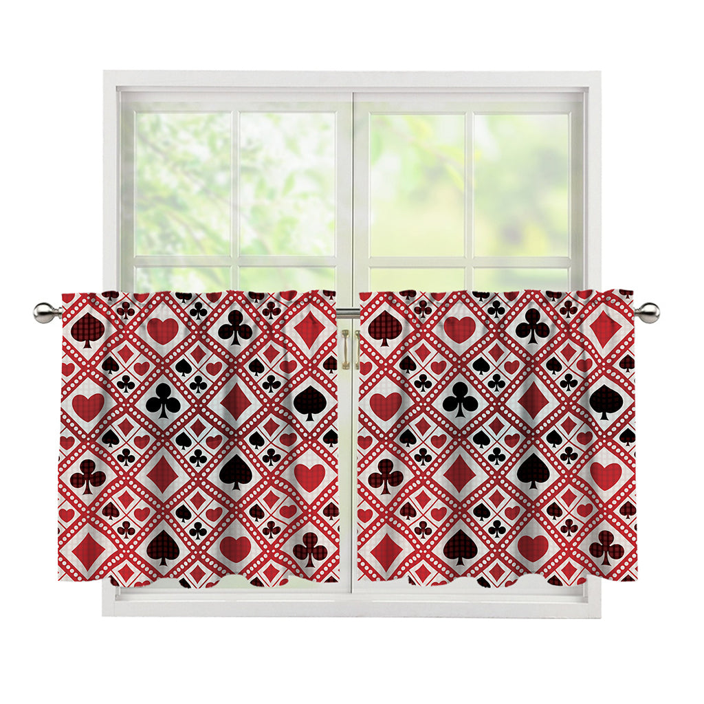 Playing Card Suits Plaid Pattern Print Tier Curtains