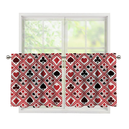 Playing Card Suits Plaid Pattern Print Tier Curtains