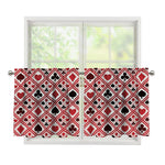 Playing Card Suits Plaid Pattern Print Tier Curtains