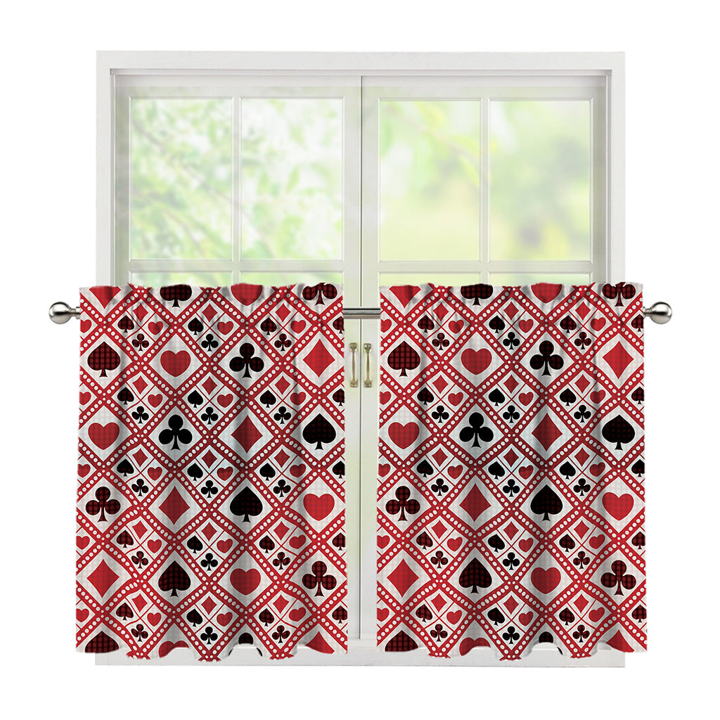 Playing Card Suits Plaid Pattern Print Tier Curtains