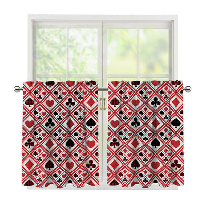 Playing Card Suits Plaid Pattern Print Tier Curtains