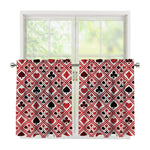Playing Card Suits Plaid Pattern Print Tier Curtains