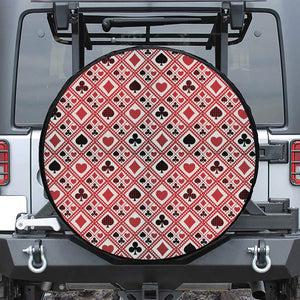 Playing Card Suits Plaid Pattern Print Tire Cover