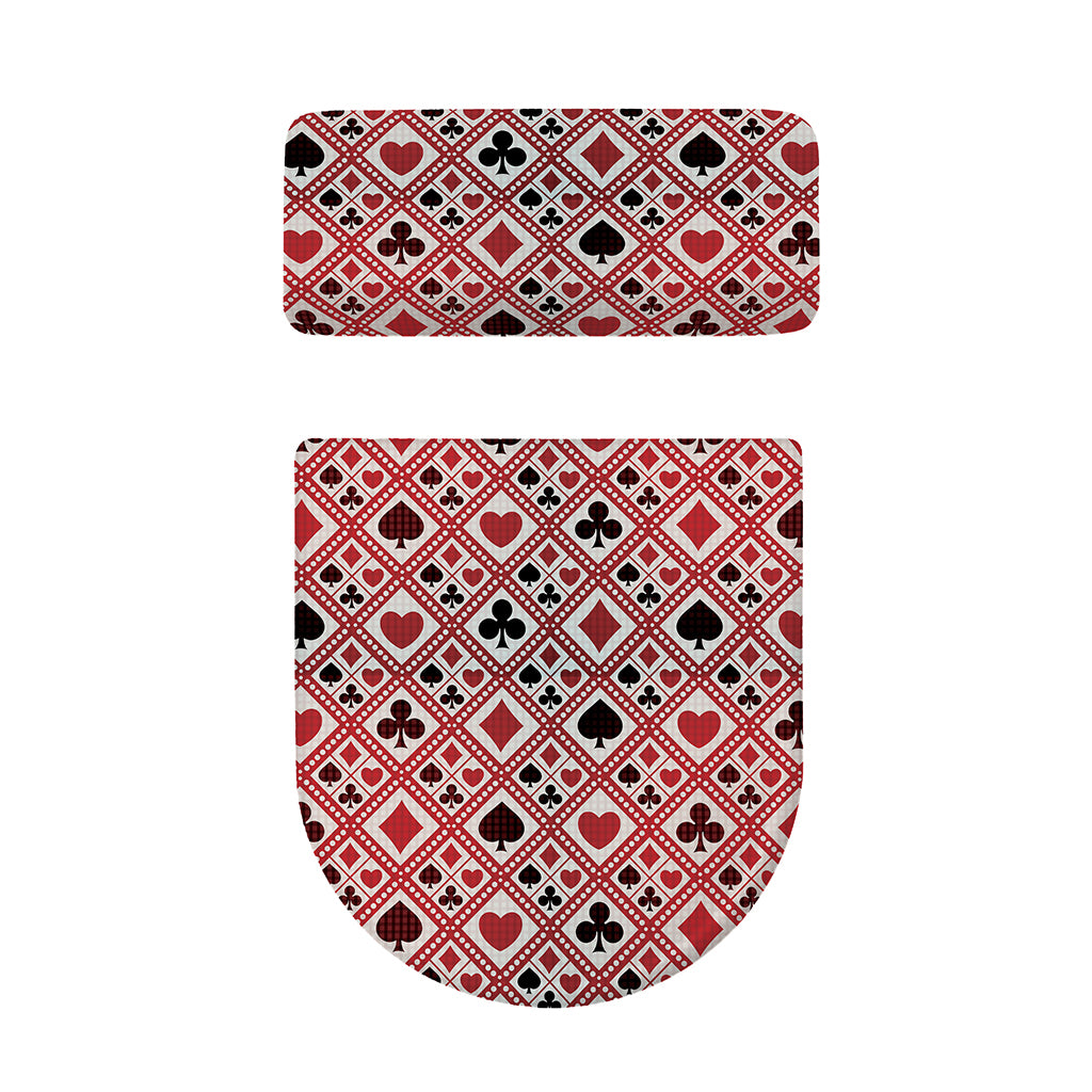 Playing Card Suits Plaid Pattern Print Toilet Lid And Tank Cover Set