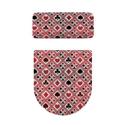 Playing Card Suits Plaid Pattern Print Toilet Lid And Tank Cover Set
