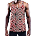 Playing Card Suits Plaid Pattern Print Men's Workout Tank Top