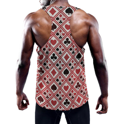 Playing Card Suits Plaid Pattern Print Training Tank Top