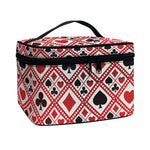 Playing Card Suits Plaid Pattern Print Travel Makeup Bag