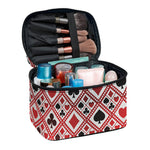 Playing Card Suits Plaid Pattern Print Travel Makeup Bag