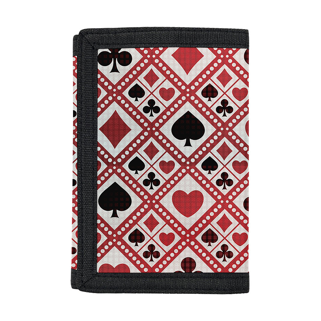 Playing Card Suits Plaid Pattern Print Trifold Wallet