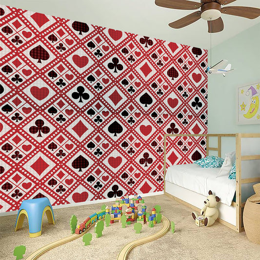 Playing Card Suits Plaid Pattern Print Wall Sticker