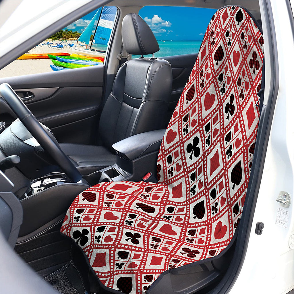 Playing Card Suits Plaid Pattern Print Waterproof Car Seat Cover