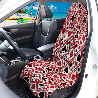 Playing Card Suits Plaid Pattern Print Waterproof Car Seat Cover