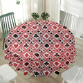 Playing Card Suits Plaid Pattern Print Waterproof Round Tablecloth