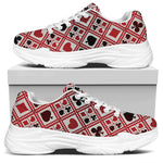 Playing Card Suits Plaid Pattern Print White Chunky Shoes