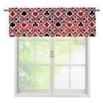 Playing Card Suits Plaid Pattern Print Window Valance