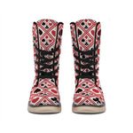 Playing Card Suits Plaid Pattern Print Winter Boots