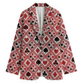 Playing Card Suits Plaid Pattern Print Women's Blazer
