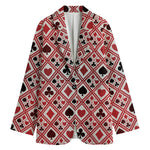 Playing Card Suits Plaid Pattern Print Women's Blazer