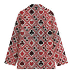 Playing Card Suits Plaid Pattern Print Women's Blazer