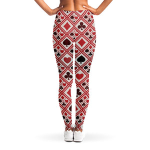 Playing Card Suits Plaid Pattern Print Women's Leggings