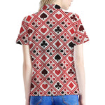 Playing Card Suits Plaid Pattern Print Women's Polo Shirt